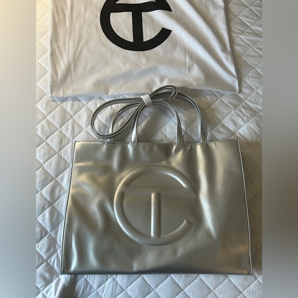 SILVER TELFAR BAG - LARGE